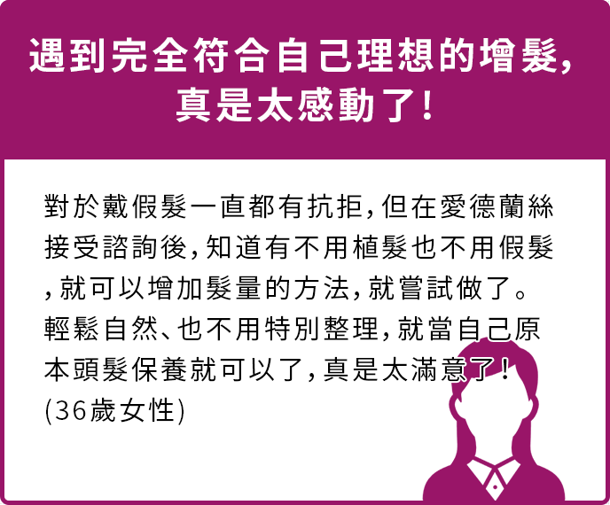 可以完全依照自己的需求決定何時增髮，真是太方便了！