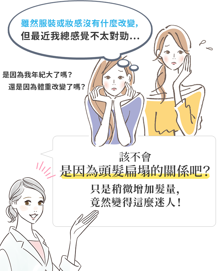 該不會是因為頭髮扁塌的關係吧？