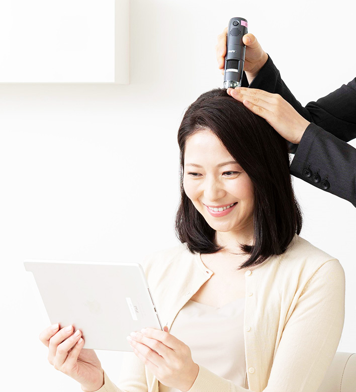 A hair adviser will suggest the best way for your hair and scalp treatments.